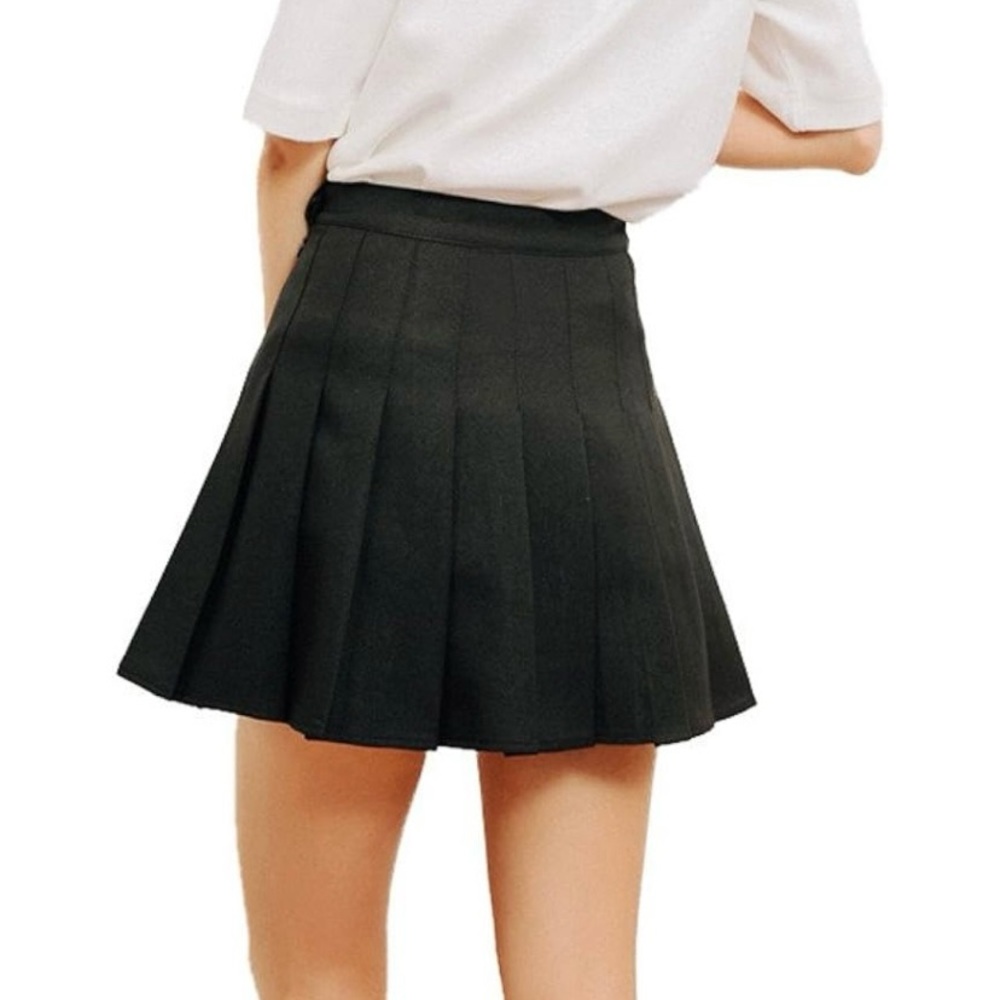 Xin Yizu Wears Jeans Women's Black Side Zip Pleated Academia Tennis Skirt Sz L